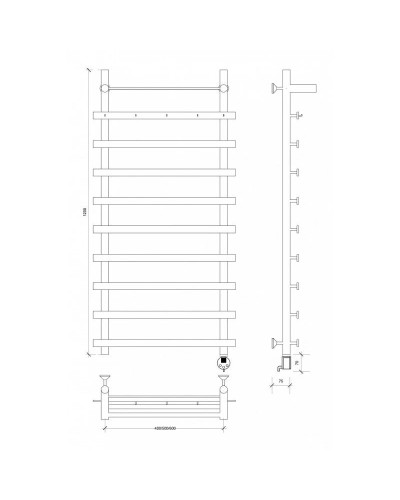 Полотенцесушитель электрический 1270х500 ТЭН правый Secado Понтида 1КСП 4603777456917