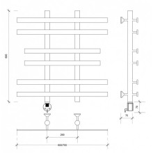 Полотенцесушитель электрический 670х600 ТЭН левый Secado Понтида 2 4603777456948