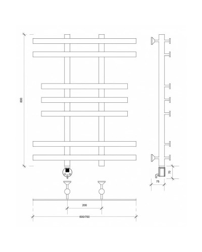 Полотенцесушитель электрический 870х700 ТЭН левый Secado Понтида 2 4603777457006
