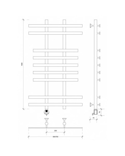 Полотенцесушитель электрический 1070х700 ТЭН левый Secado Понтида 2 4603777457044