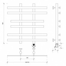 Полотенцесушитель электрический 670х700 ТЭН правый Secado Понтида 2 4603777456979