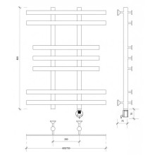 Полотенцесушитель электрический 870х700 ТЭН правый Secado Понтида 2 4603777457013