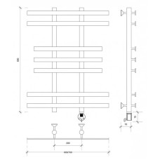 Полотенцесушитель электрический 870х700 ТЭН правый Secado Понтида 2 4603777457013