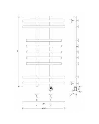 Полотенцесушитель электрический 1070х700 ТЭН правый Secado Понтида 2 4603777457051