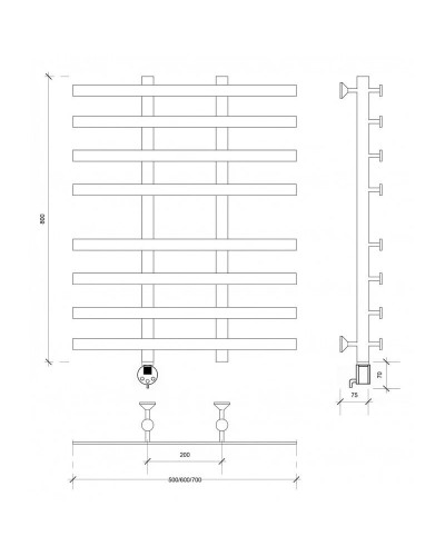 Полотенцесушитель электрический 870х500 ТЭН левый Secado Понтида 4 4603759403533