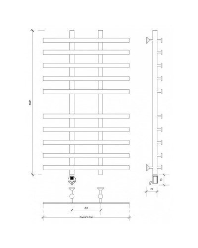 Полотенцесушитель электрический 1070х600 ТЭН левый Secado Понтида 4 4603777457303