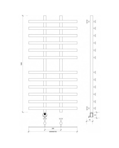 Полотенцесушитель электрический 1270х700 ТЭН левый Secado Понтида 4 4603777457365