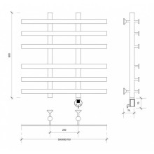 Полотенцесушитель электрический 670х600 ТЭН правый Secado Понтида 4 4603777457235