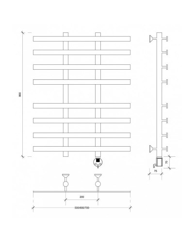 Полотенцесушитель электрический 870х600 ТЭН правый Secado Понтида 4 4603777457273