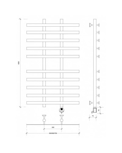 Полотенцесушитель электрический 1070х600 ТЭН правый Secado Понтида 4 4603777457310