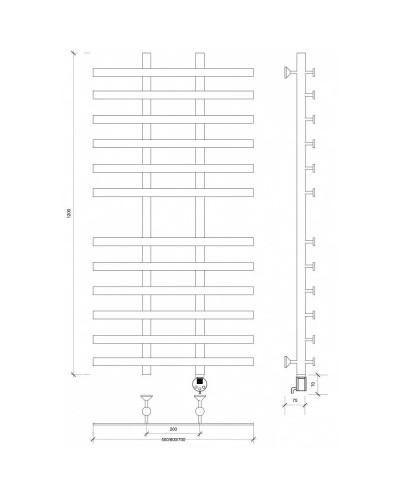 Полотенцесушитель электрический 1270х700 ТЭН правый Secado Понтида 4 4603777457372