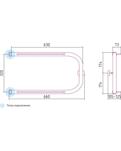 Полотенцесушитель водяной 320х650 Сунержа П-образный +2 полки 00-0004-3265