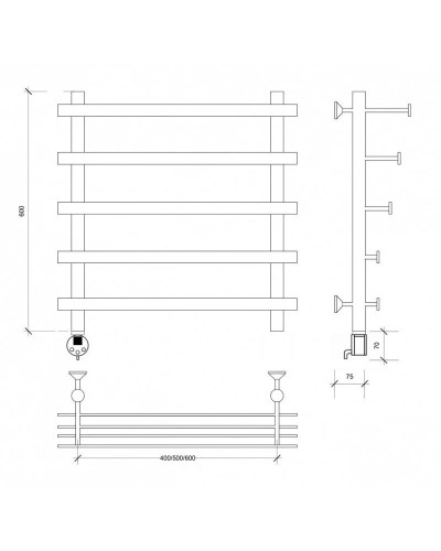 Полотенцесушитель электрический 670х700 ТЭН левый Secado Понтида 7СП 4603777457549