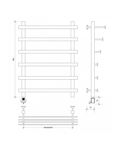 Полотенцесушитель электрический 870х700 ТЭН левый Secado Понтида 7СП 4603777457587
