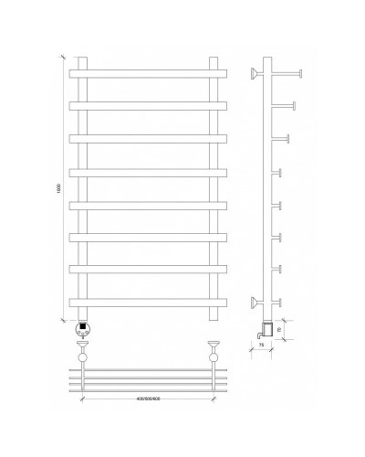 Полотенцесушитель электрический 1070х600 ТЭН левый Secado Понтида 7СП 4603759403632
