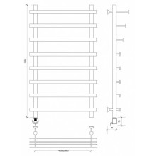 Полотенцесушитель электрический 1070х700 ТЭН левый Secado Понтида 7СП 4603777457624