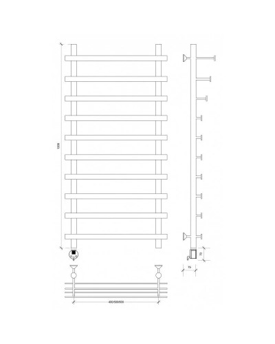 Полотенцесушитель электрический 1270х600 ТЭН левый Secado Понтида 7СП 4603759406831