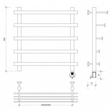 Полотенцесушитель электрический 670х500 ТЭН правый Secado Понтида 7СП 4603759409443