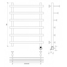 Полотенцесушитель электрический 870х500 ТЭН правый Secado Понтида 7СП 4603777457570