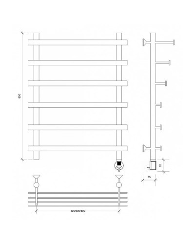 Полотенцесушитель электрический 870х600 ТЭН правый Secado Понтида 7СП 4603759409467