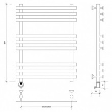 Полотенцесушитель электрический 870х600 ТЭН левый Secado Понтида Плюс 4603759403656