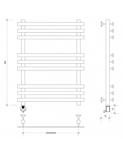 Полотенцесушитель электрический 870х700 ТЭН левый Secado Понтида Плюс 4603777457761