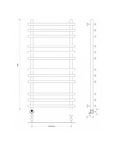 Полотенцесушитель электрический 1070х500 ТЭН левый Secado Понтида Плюс 4603777457785