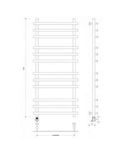 Полотенцесушитель электрический 1270х600 ТЭН левый Secado Понтида Плюс 4603759406879