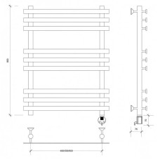 Полотенцесушитель электрический 870х500 ТЭН правый Secado Понтида Плюс 4603777457754
