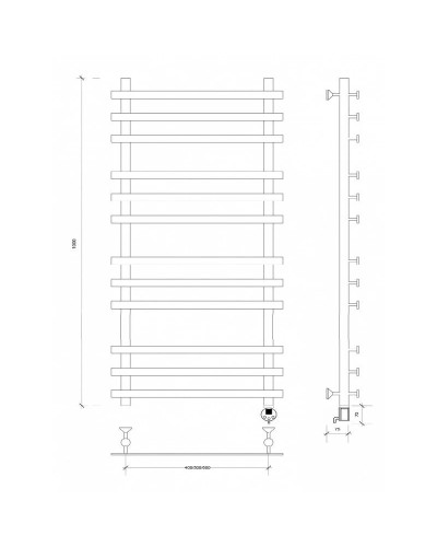 Полотенцесушитель электрический 1070х700 ТЭН правый Secado Понтида Плюс 4603777457815