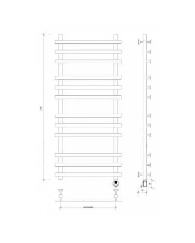 Полотенцесушитель электрический 1270х600 ТЭН правый Secado Понтида Плюс 4603759409528