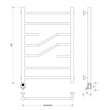 Полотенцесушитель электрический 870х532 ТЭН левый Secado Риволи 4603777457945