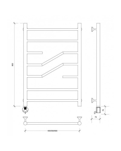 Полотенцесушитель электрический 870х632 ТЭН левый Secado Риволи 4603777457969