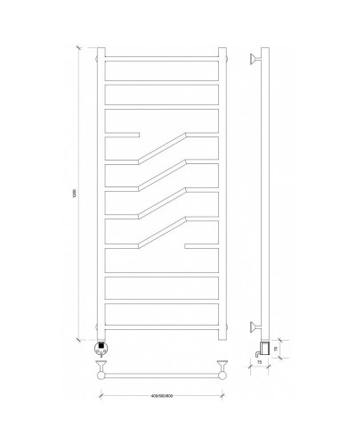 Полотенцесушитель электрический 1270х532 ТЭН левый Secado Риволи 4603777458065