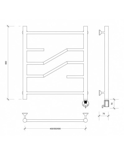 Полотенцесушитель электрический 670х432 ТЭН правый Secado Риволи 4603777457877