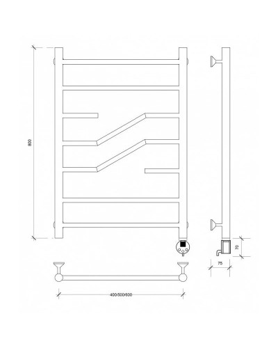Полотенцесушитель электрический 870х432 ТЭН правый Secado Риволи 4603777457938