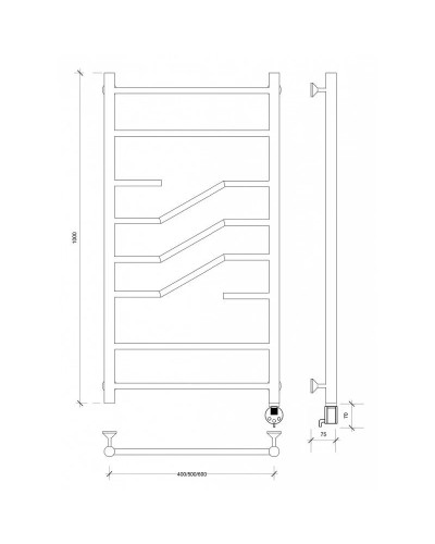 Полотенцесушитель электрический 1070х532 ТЭН правый Secado Риволи 4603777458010