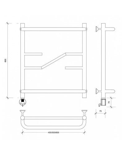 Полотенцесушитель электрический 670х632 ТЭН левый Secado Риволи СП 4603777458140