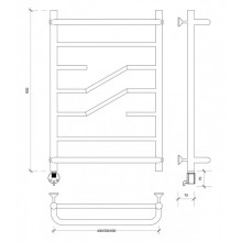 Полотенцесушитель электрический 870х532 ТЭН левый Secado Риволи СП 4603777458188