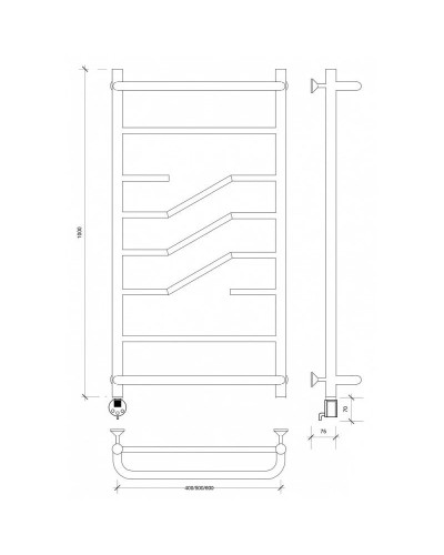 Полотенцесушитель электрический 1070х532 ТЭН левый Secado Риволи СП 4603777458249