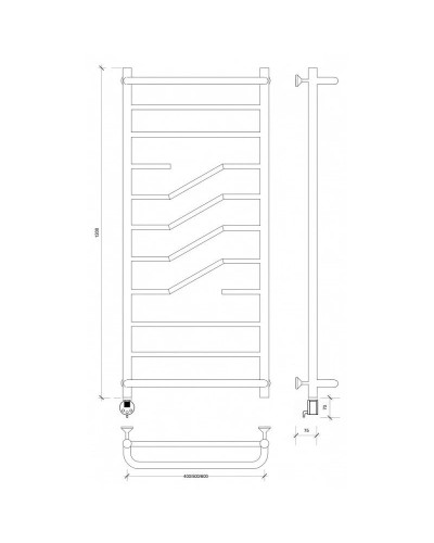 Полотенцесушитель электрический 1270х532 ТЭН левый Secado Риволи СП 4603777458300