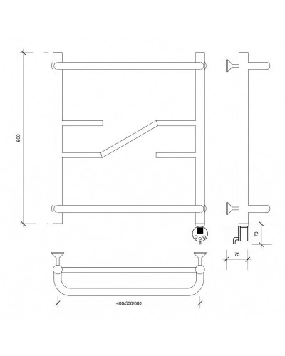 Полотенцесушитель электрический 670х432 ТЭН правый Secado Риволи СП 4603777458119