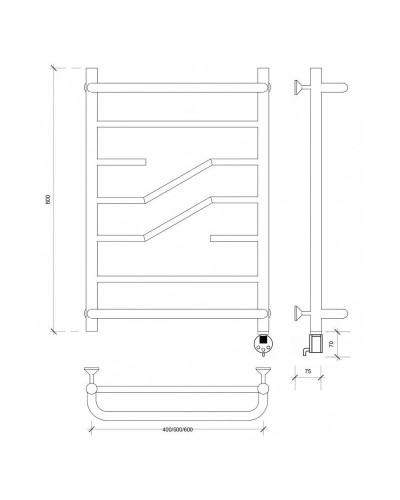 Полотенцесушитель электрический 870х432 ТЭН правый Secado Риволи СП 4603777458171