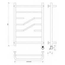Полотенцесушитель электрический 870х632 ТЭН правый Secado Риволи СП 4603777458218