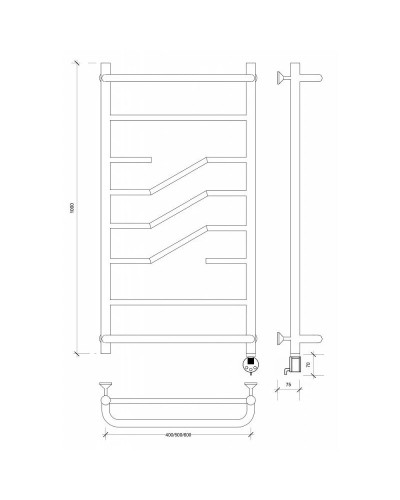 Полотенцесушитель электрический 1070х432 ТЭН правый Secado Риволи СП 4603777458232