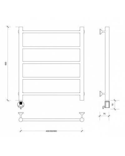 Полотенцесушитель электрический 670х532 ТЭН левый Secado Триада 1 4603759406893