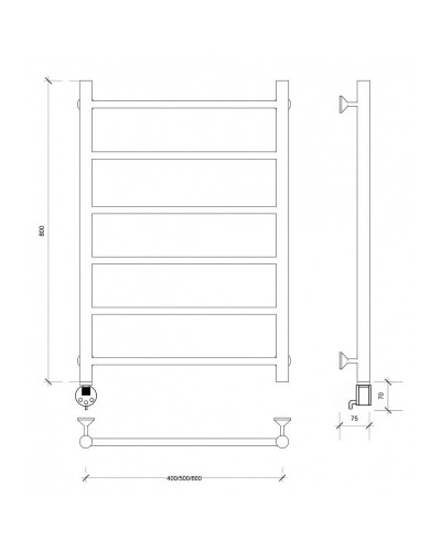 Полотенцесушитель электрический 870х532 ТЭН левый Secado Триада 1 4603759403694
