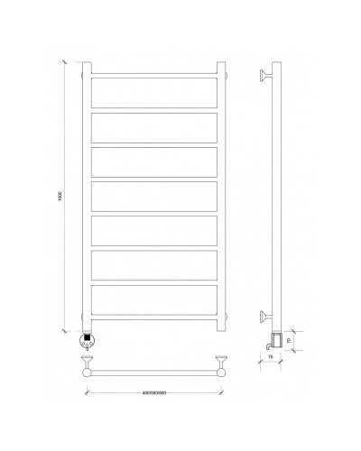 Полотенцесушитель электрический 1070х532 ТЭН левый Secado Триада 1 4603759403717