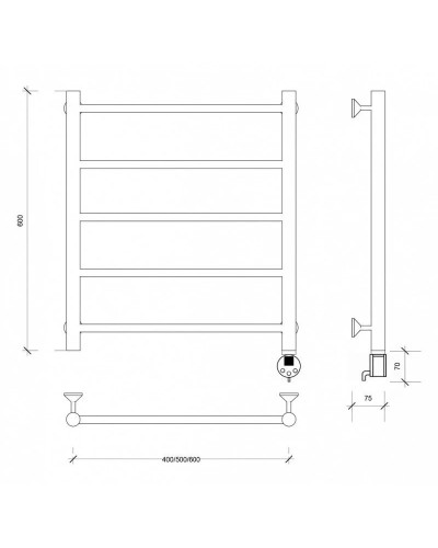 Полотенцесушитель электрический 670х632 ТЭН правый Secado Триада 1 4603777448363