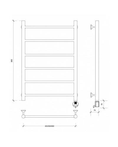 Полотенцесушитель электрический 870х432 ТЭН правый Secado Триада 1 4603777448387